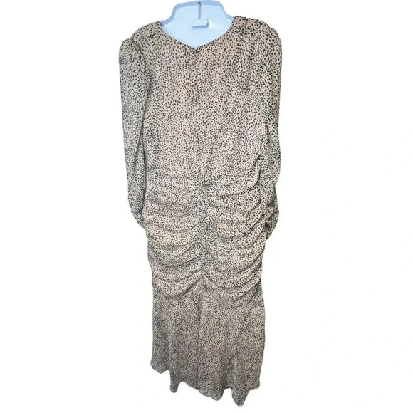 New ASTR The Label Medine Midi Dress Leopard Animal Print Draped Front Women's L - Picture 7 of 12